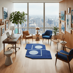 Blue Orbit Blocks Hand Tufted Rug - MAIA HOMES