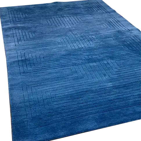 A stylish Blue Arctic Geo Modern Hand Tufted Wool Area Rug measuring 8 x 10 ft. Perfect for adding a contemporary touch to living rooms and dining rooms, this rug features a geometric pattern that enhances any space. Ideal as a focal point in your living room or as a sophisticated dining room area rug, its wool construction ensures durability and comfort.