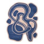 Blue Asymmetric Fluid Shape Hand Tufted Rug