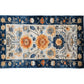 Blue Blossom Edge Medium Hand Knotted Wool Rug