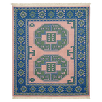 Blue & Blush Geometry Hand Knotted Rug