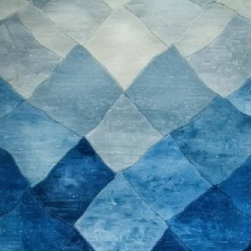 Blue Grids Cape Hand Tufted Wool Rug Runner