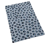 A stylish area rug featuring a blue leopard print pattern, perfect for adding a modern touch to large living rooms. This hand-tufted wool rug combines bold design with cozy comfort, ideal for enhancing any living room space.
