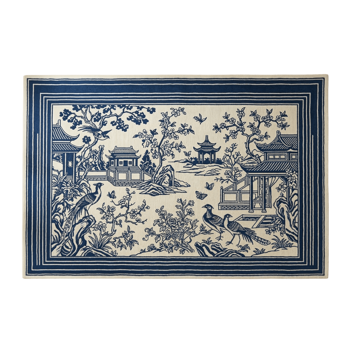 Blue Pagoda Garden Hand Tufted Wool Rug - MAIA HOMES