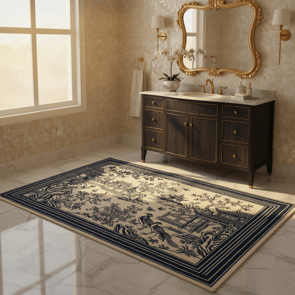 Blue Pagoda Garden Hand Tufted Wool Rug - MAIA HOMES
