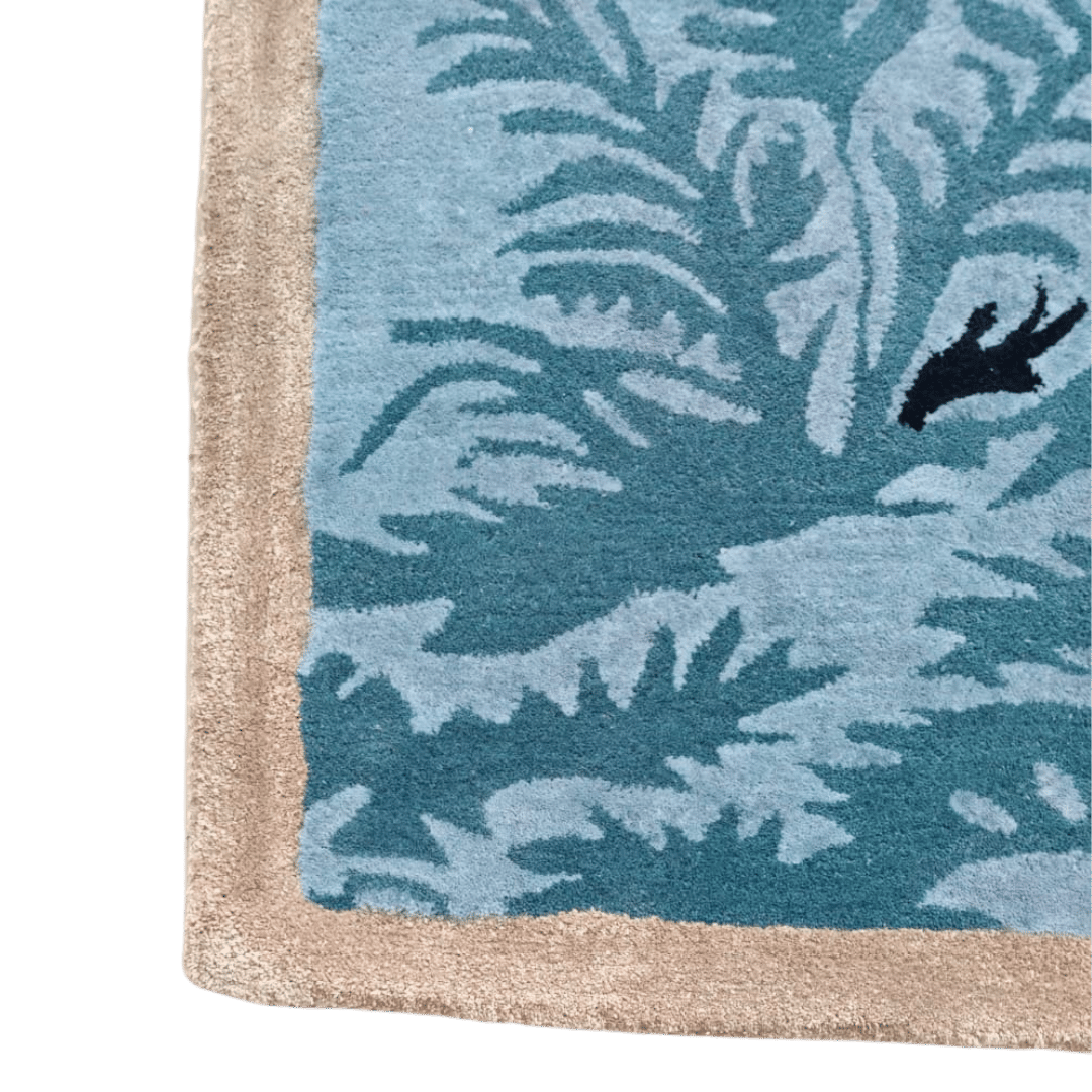 Blue Peacock Floral Hand Tufted Rug