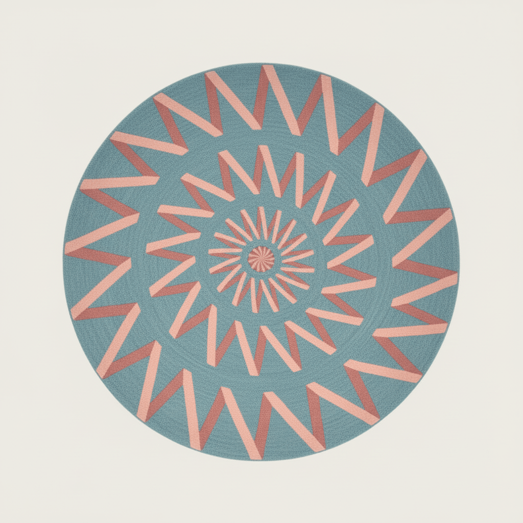 Blue Zic Zag Hand Tufted Round Rug - MAIA HOMES