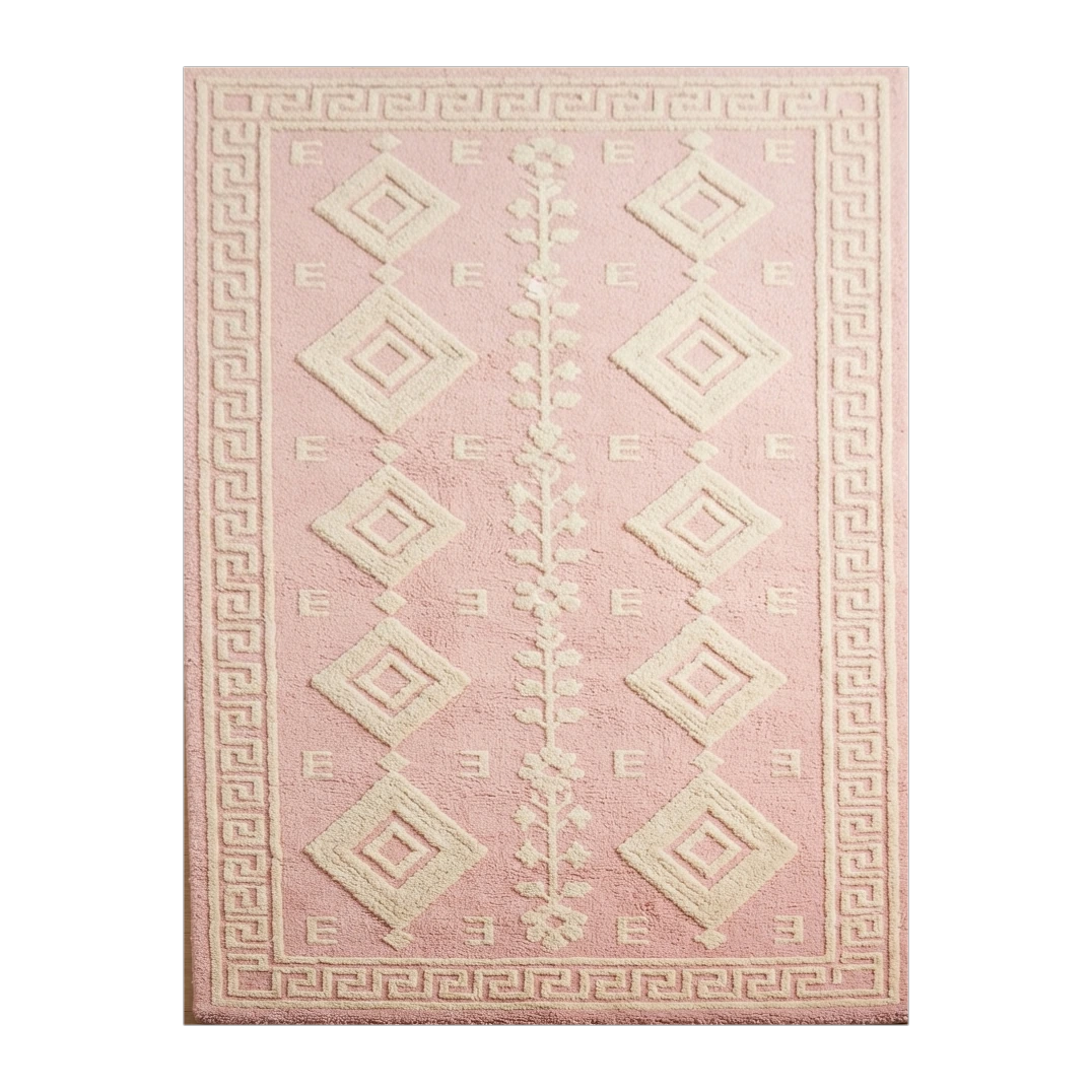Blush Keystone Lattice Hand Tufted Wool Rug