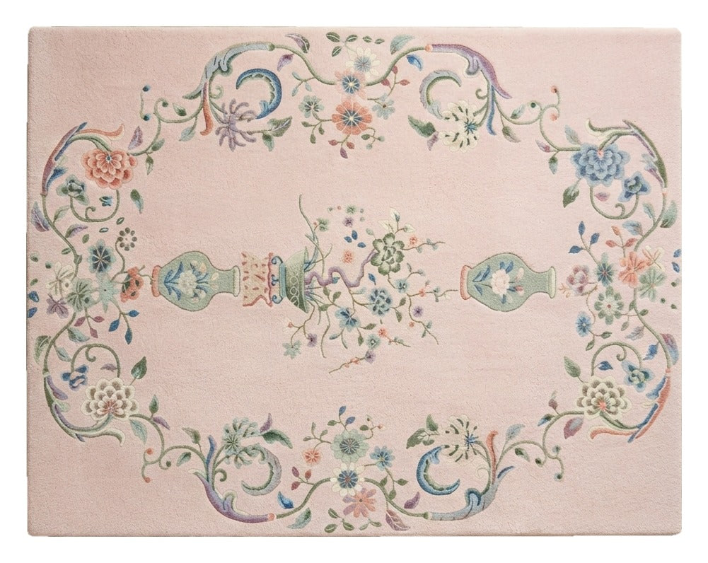 Blush Porcelain Garden Hand Tufted Rug shown flat on a white background