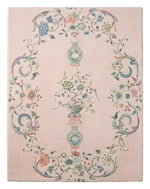Blush Porcelain Garden Hand Tufted Rug — pink, sage, blue floral rug by Maia Homes on a white background