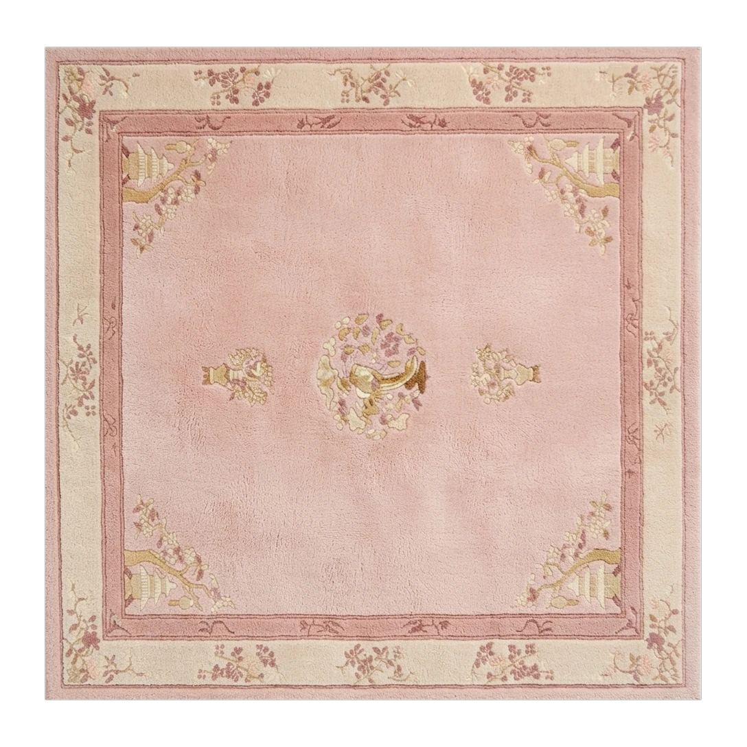 Blush Temple Lotus Square Hand Tufted Rug - alternate view