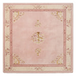 Blush Temple Lotus Square Hand Tufted Rug — pink, cream, gold chinoiserie rug by Maia Homes on a white background