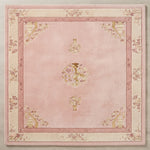 Blush Temple Lotus Square Hand Tufted Rug — pink, cream, gold chinoiserie rug by Maia Homes