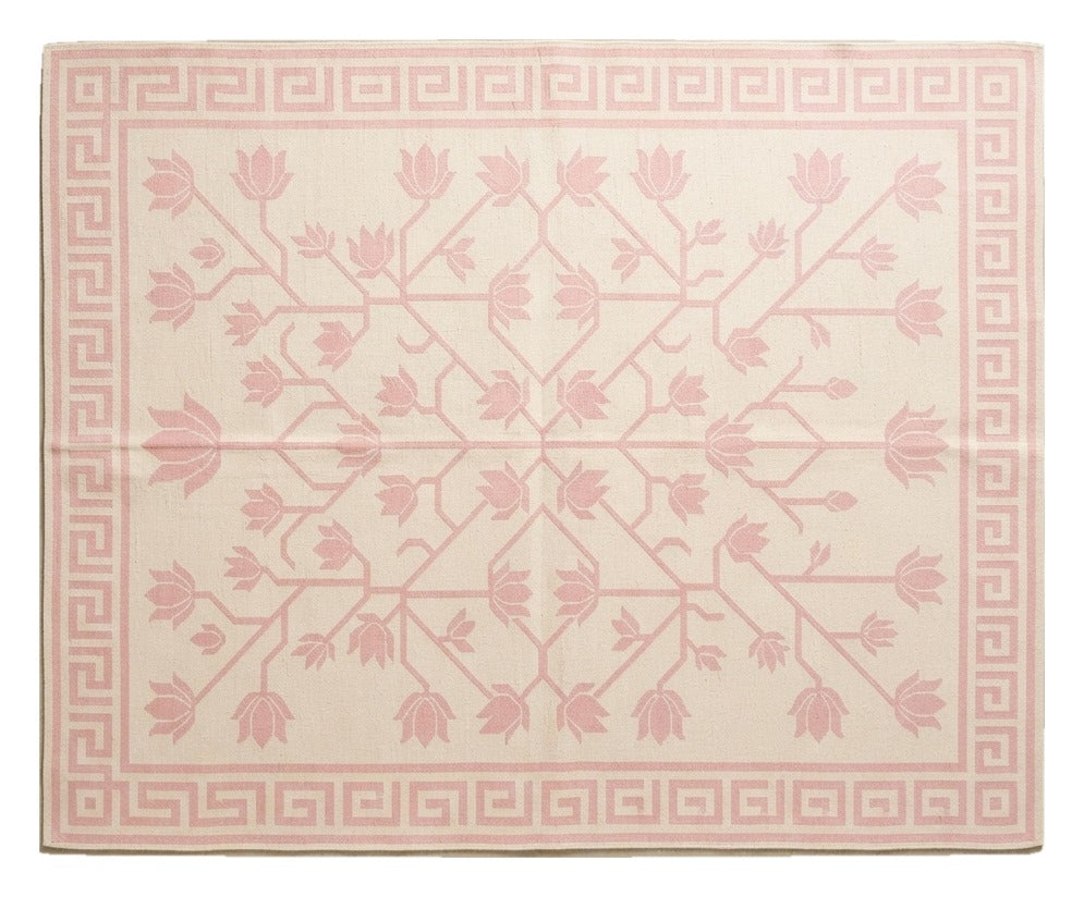 Blush Tree of Life Flatweave Rug shown flat on a white background