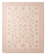 Blush Tree of Life Flatweave Rug — pink, cream, ivory floral rug by Maia Homes on a white background