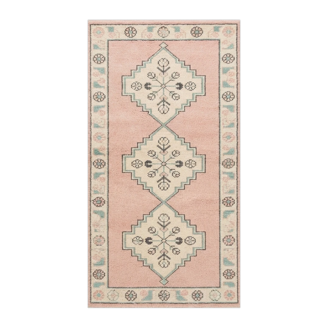 Blush Triple Diamond Hand Tufted Runner Rug