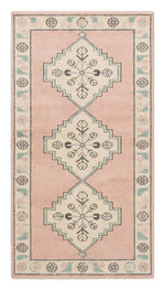Blush Triple Diamond Hand Tufted Runner Rug — pink, cream, gray tribal rug by Maia Homes on a white background