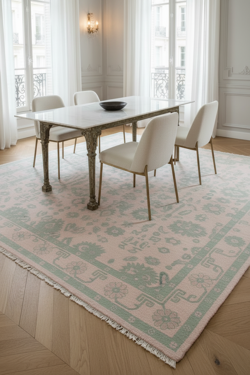 Blush Botanical Garden Hand Knotted Rug