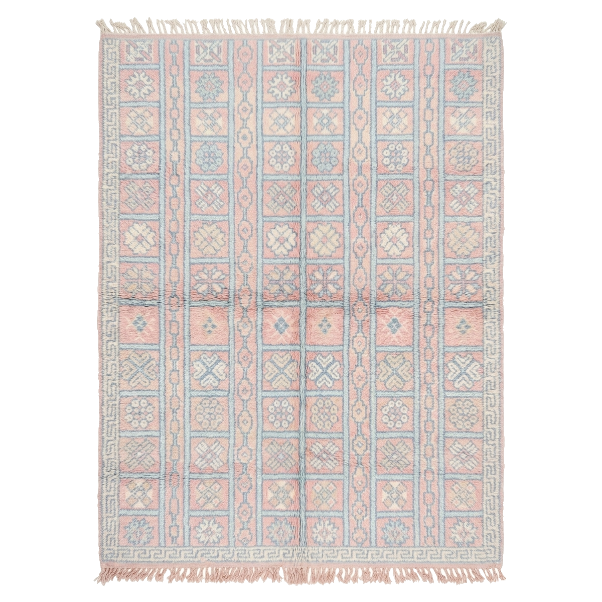 Blush Grid Motif Hand Knotted Rug 