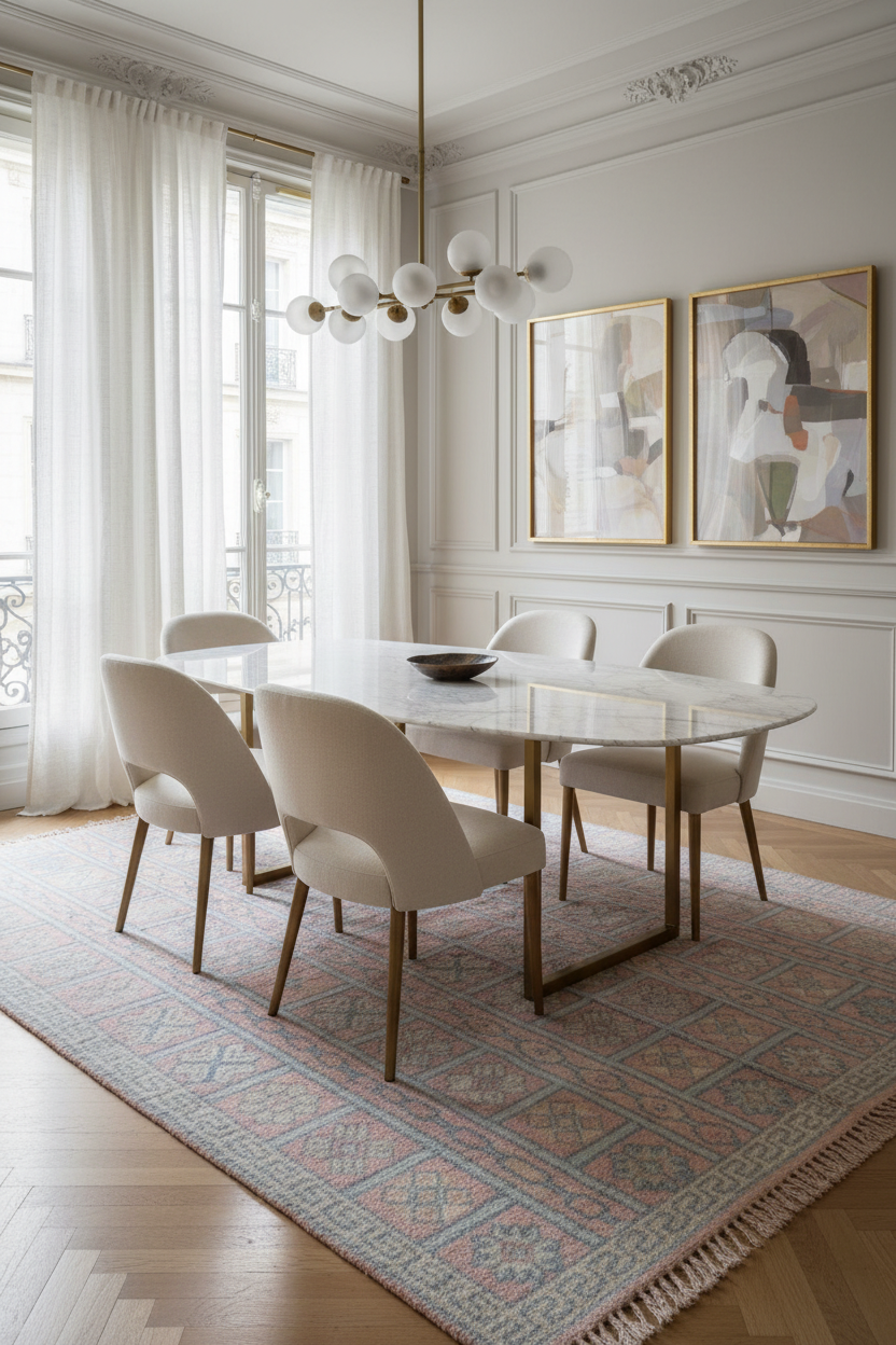 Blush Grid Motif Hand Knotted Rug