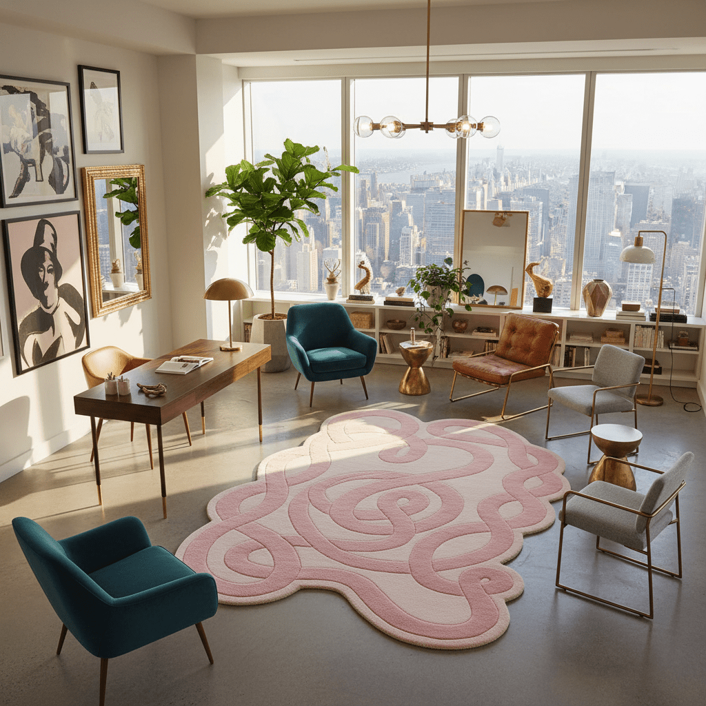 Blush Ribbon Flow Hand Tufted Rug - MAIA HOMES
