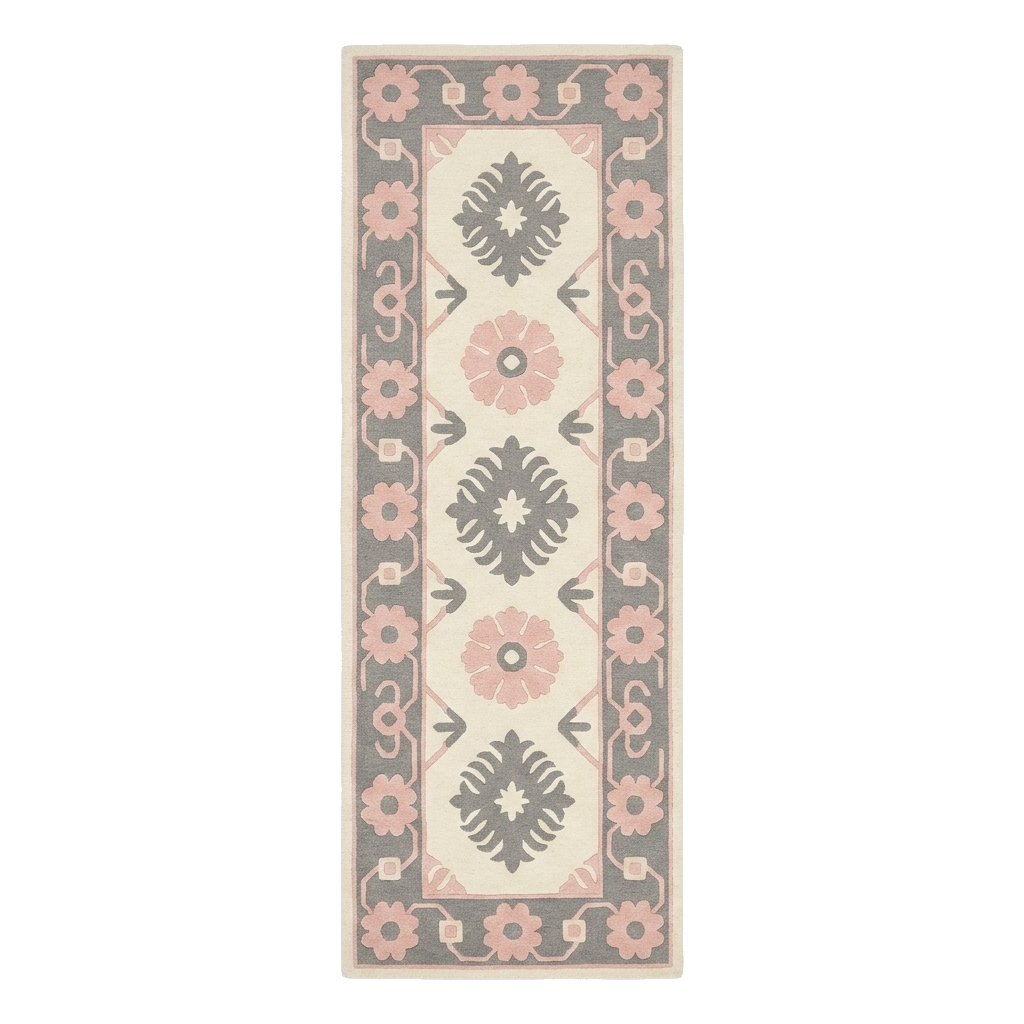 Blush & Charcoal Heritage Hand Tufted Runner Rug