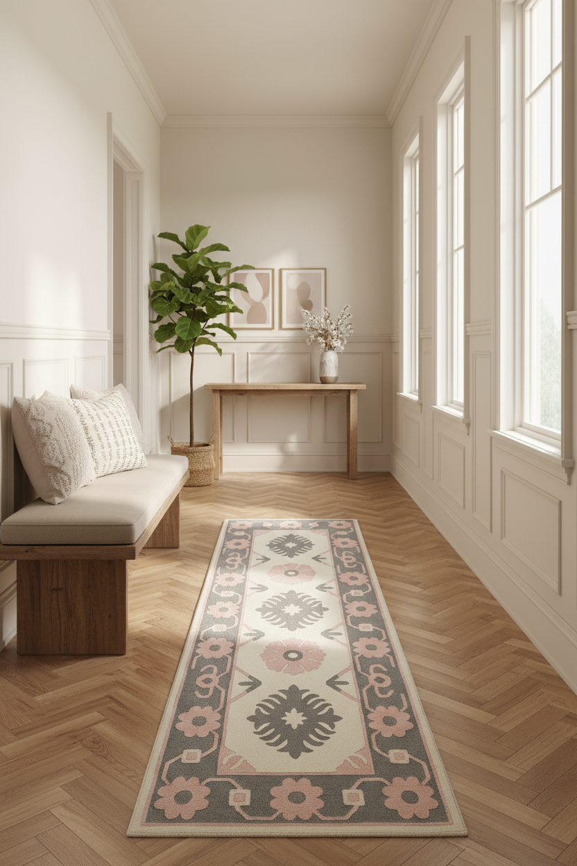Blush & Charcoal Heritage Hand Tufted Runner Rug