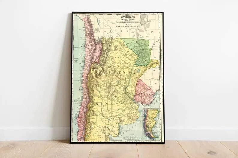 South America Map Wall Print| 1897 South America Map