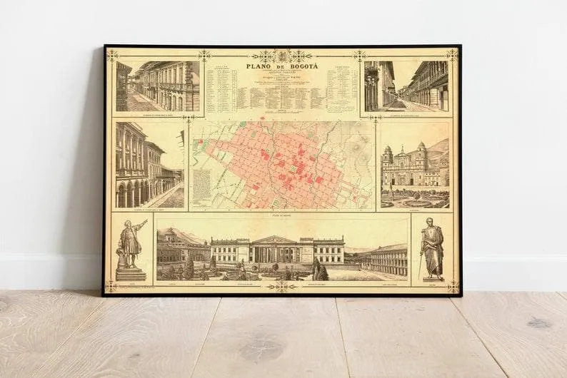 Bogota City Map Wall Print| Framed Map Wall Decor