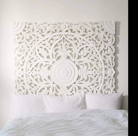 Bohemian Intricate Floral Carved Head Board