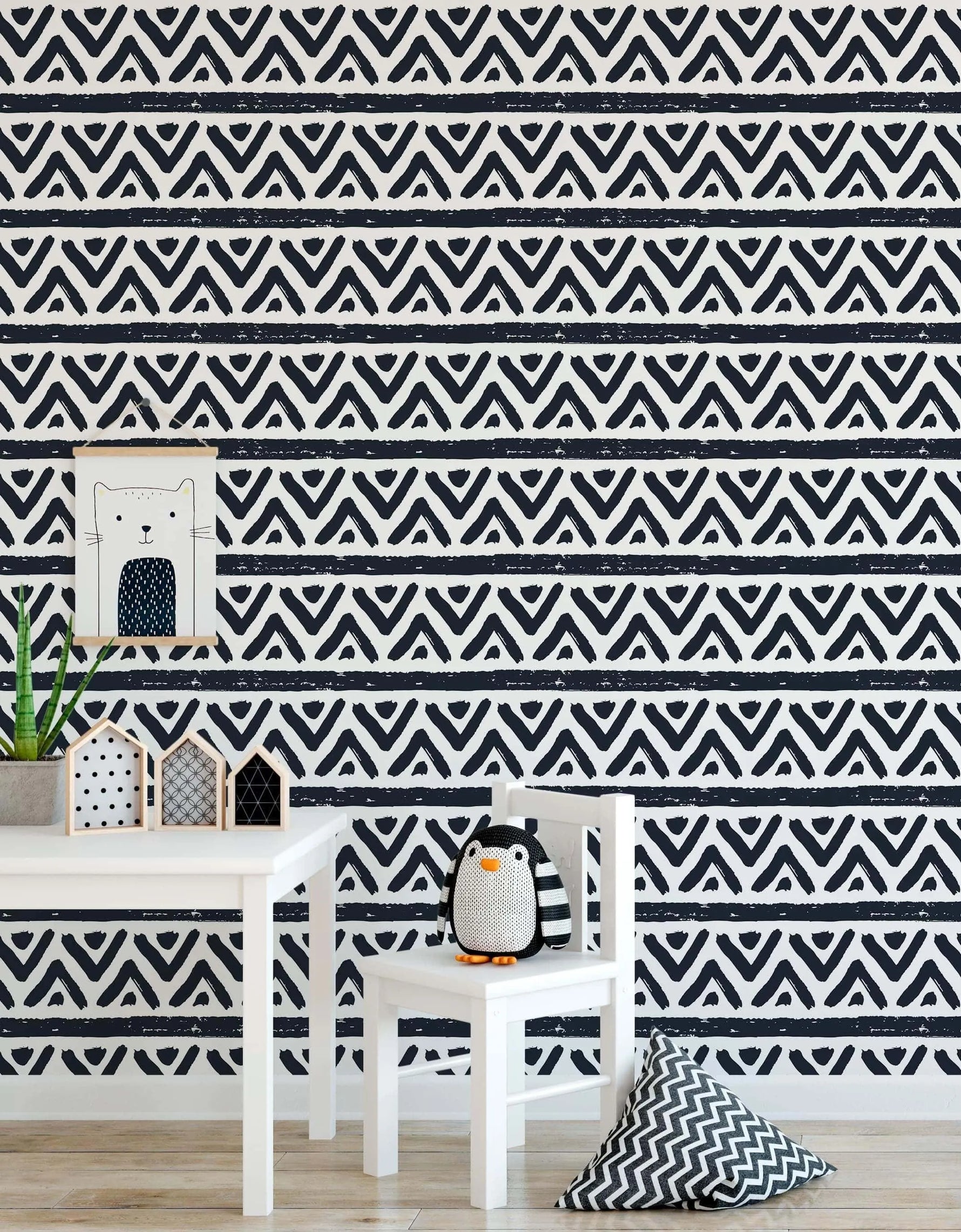 Bold Geometric Triangle & Line Removable Wallpaper