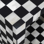 Checkerboard Bone Inlay Cube Side Table – Black