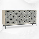 White floral bone inlay credenza, angled view