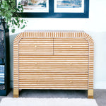Waterfall Bone Inlay 4-Drawer Dresser – Almond