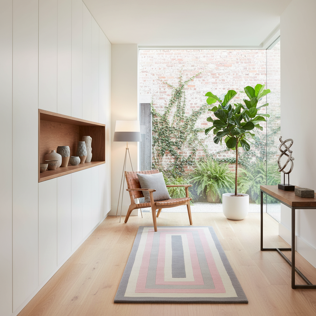 Bordered Pastel Hand Tufted Runner Rug