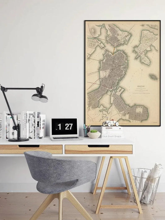 Boston City Map Wall Print| Framed Map Wall Decor