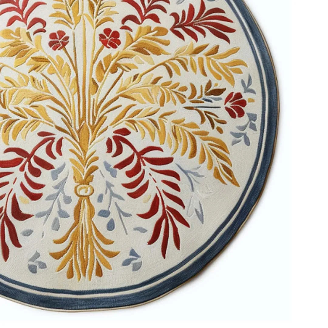 Botanical Radiance Round Hand Tufted Wool Rug