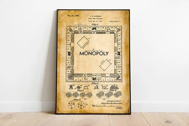 Monopoly Patent Print| Framed Art Print