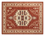 Brick Kazak Crest Hand Tufted Rug shown flat on a white background