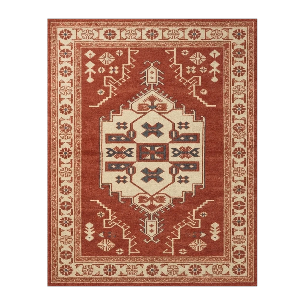 Brick Kazak Crest Hand Tufted Rug