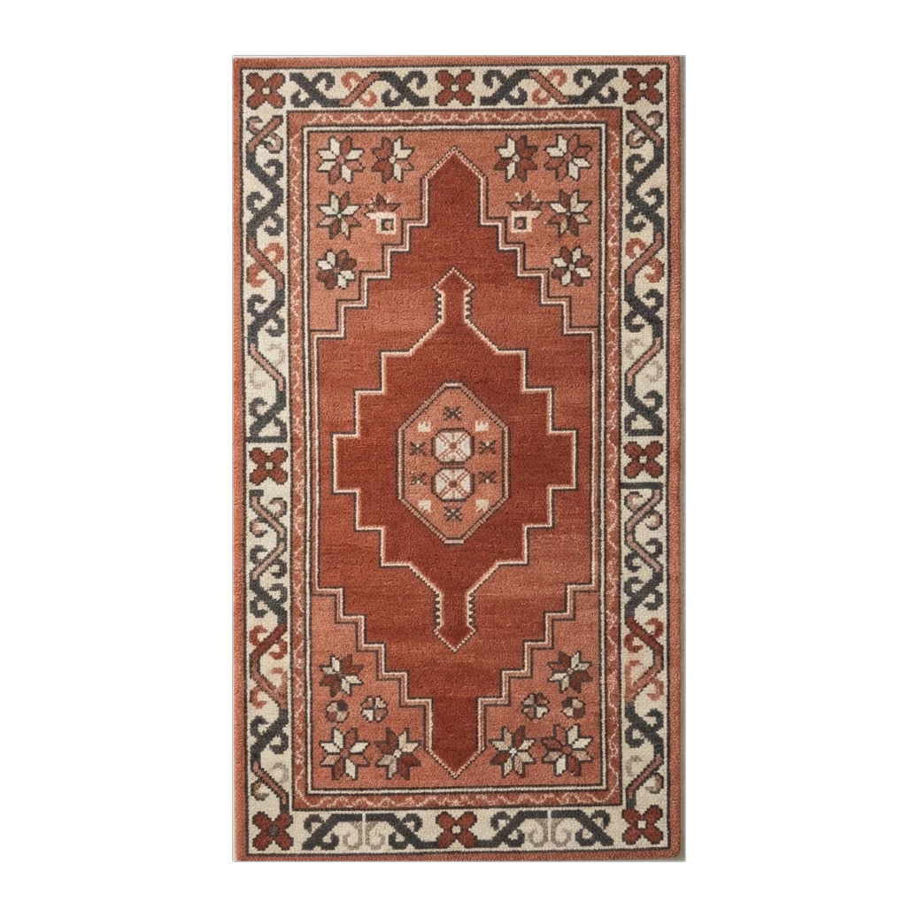 Brick Stepped Crest Hand Tufted Runner Rug