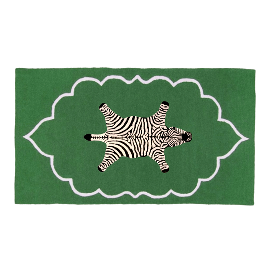 Royal Zebra Hand Tufted Wool Rug - Green