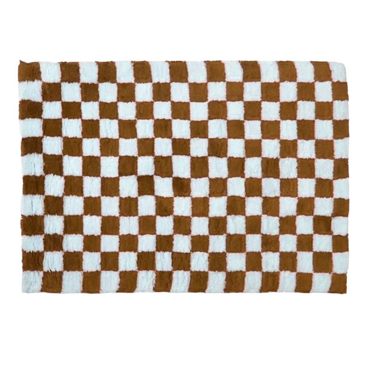 Brown and White Classic Checker Wool Rug