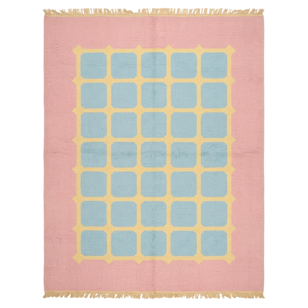 Bubblegum Grid Hand Knotted Rug