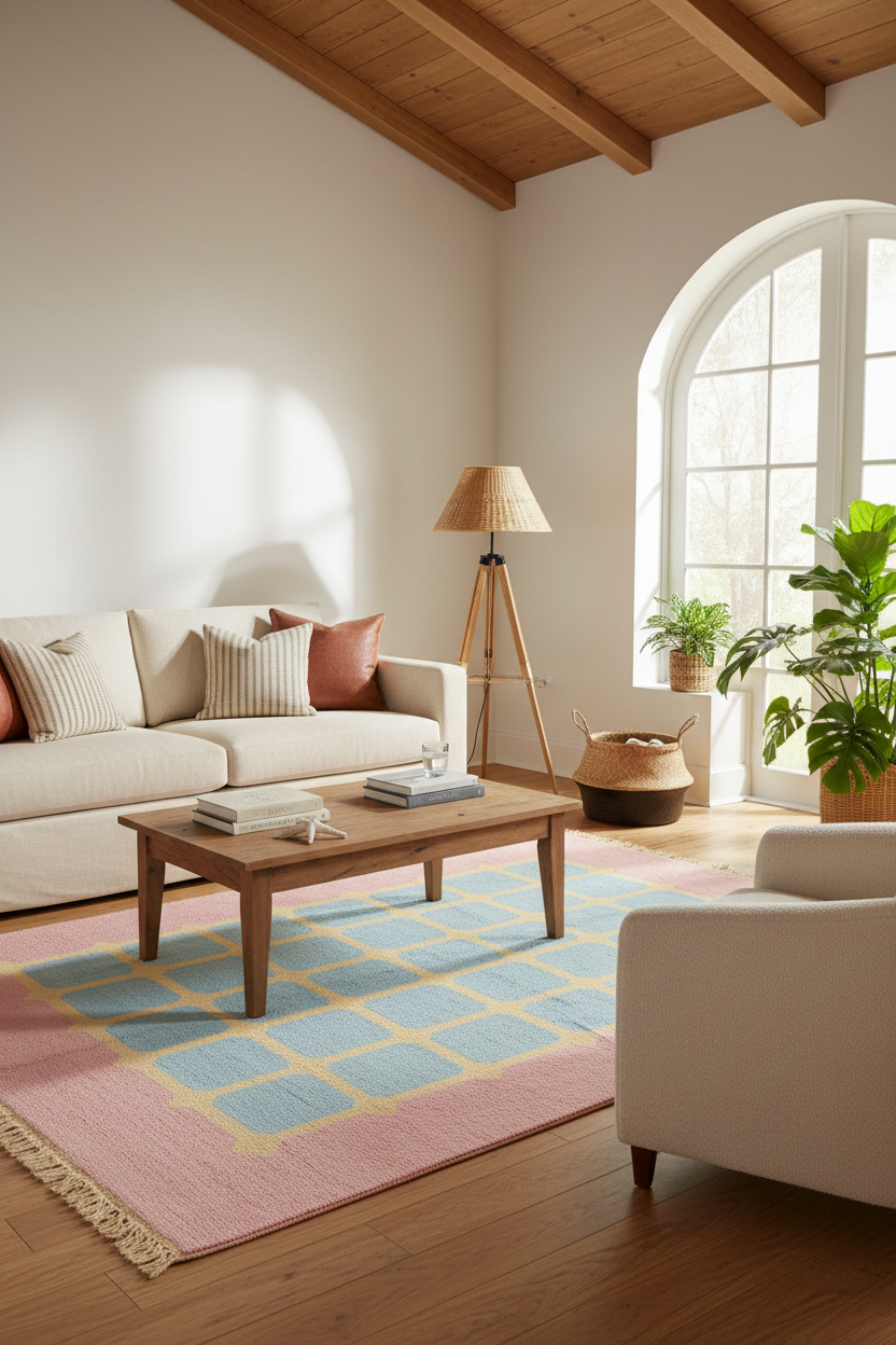 Bubblegum Grid Hand Knotted Rug