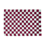 Burgundy and White Classic Checker Wool Rug