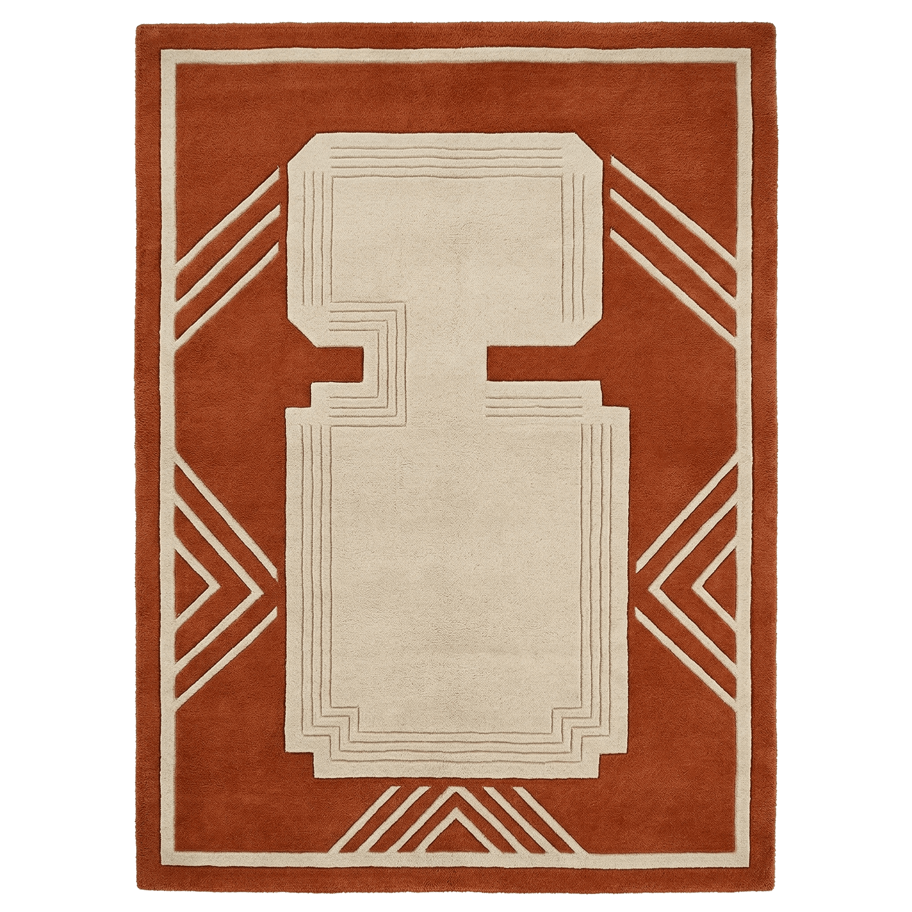 Burnt Orange Geometric Field Hand Tufted Rug - MAIA HOMES