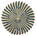 A stunning round area rug featuring an earthy tone with a unique striped pattern radiating from the center, adorned with vibrant blue butterflies. Ideal for adding a touch of elegance to living room and dining room spaces, this hand-tufted wool rug enhances any decor with its intricate design and luxurious texture.