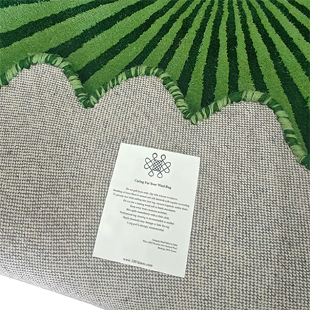 Butterflies over Flower Round Hand Tufted Wool Rug - Light Green