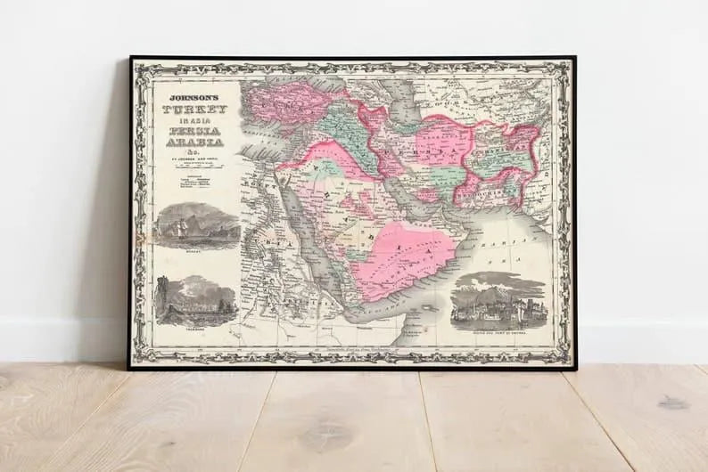 Middle East Map Wall Print| 1862 Middle East Map Poster Print